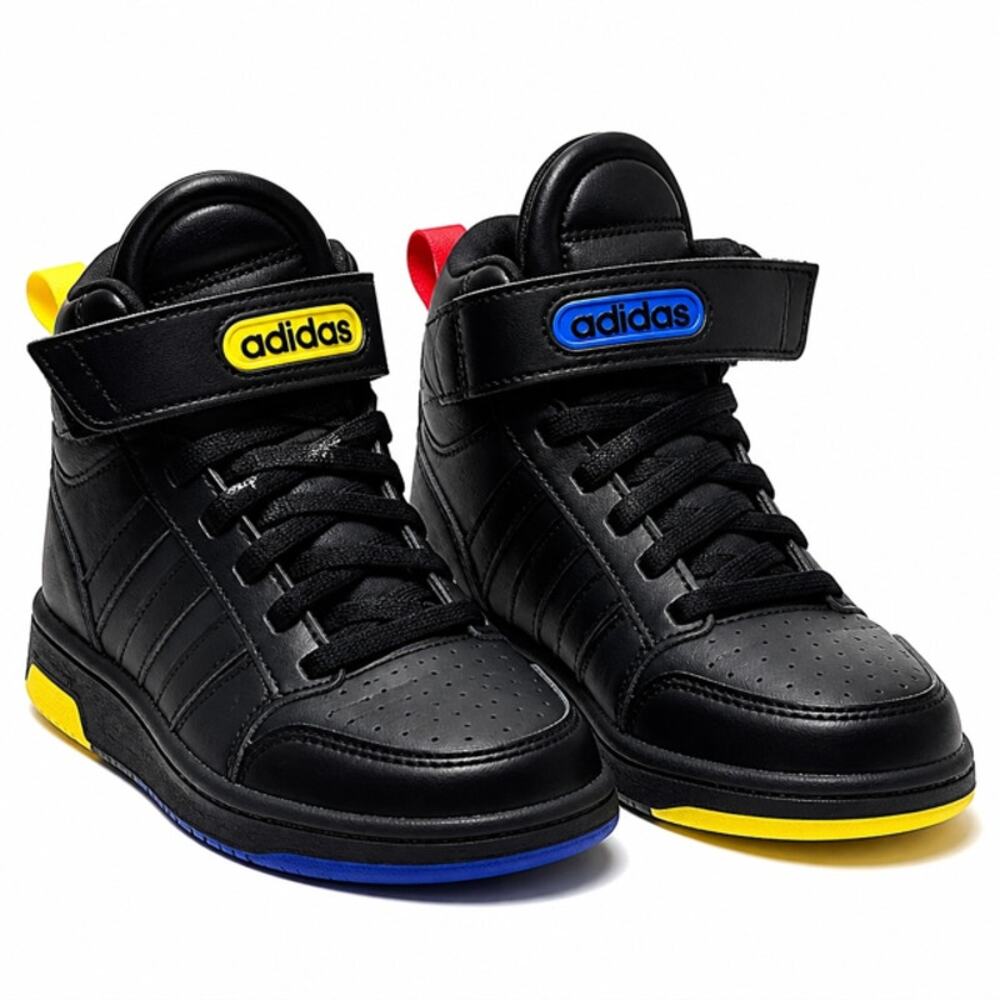 adidas  High Top Sneakers Size 5 Black Yellow Blue Red Hook & Loop